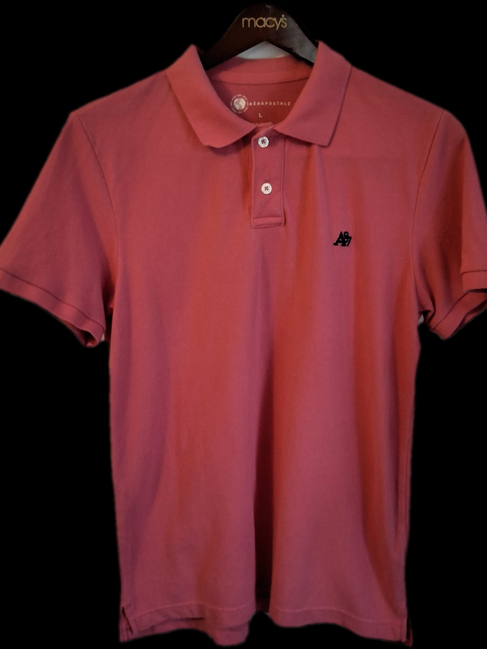 Aeropostale Men's Coral-Pink Polo Shirt with Contrast Logo